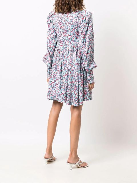 ROTATE BIRGER CHRISTENSEN floral-print long-sleeve midi dress - Blue