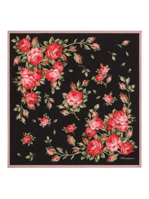 Dolce & Gabbana floral-print scarf - Black - zdjęcie produktu nr 1