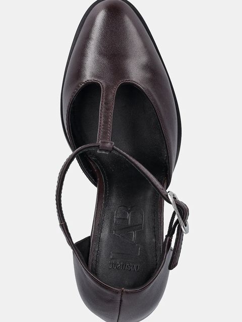 Answear.LAB czółenka skórzane kolor bordowy na słupku