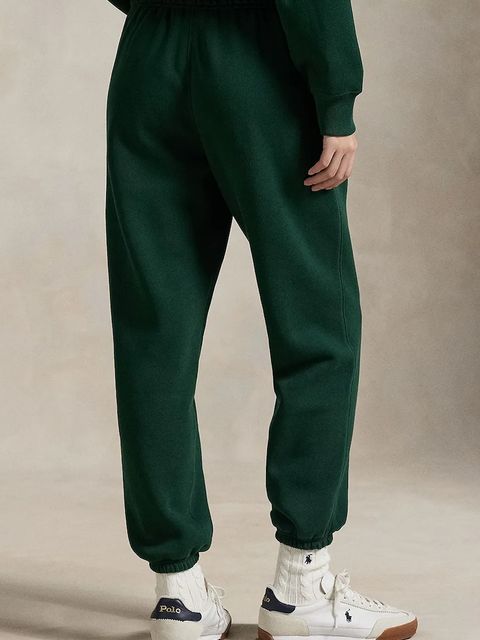 Polo Ralph Lauren spodnie dresowe damskie kolor zielony gładkie 211971700