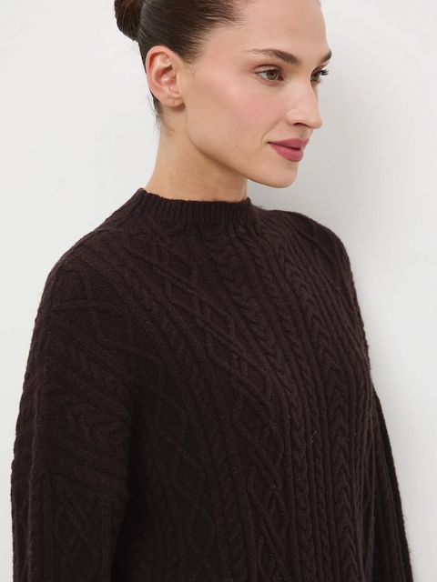 Medicine sweter damski kolor brązowy z półgolfem