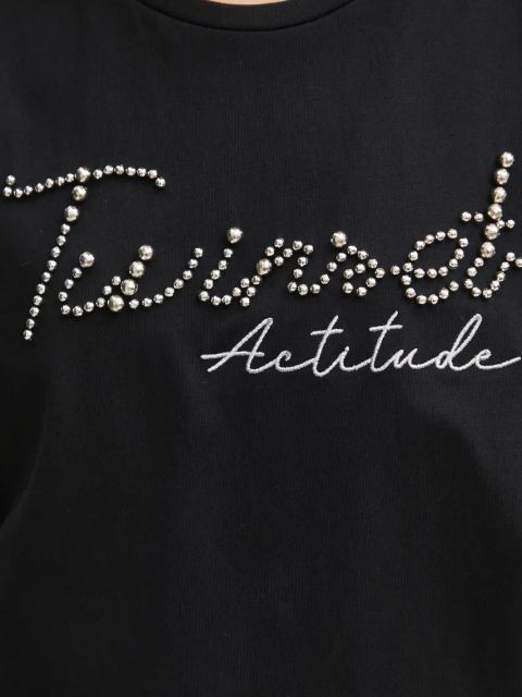 Twinset t-shirt bawełniany damski kolor czarny 251AP2162