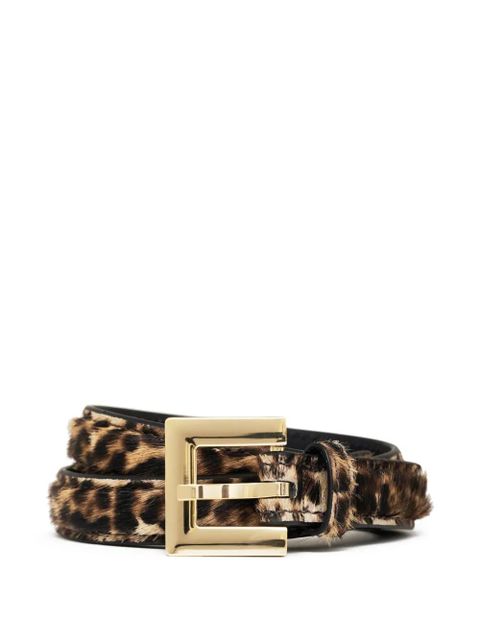 ANINE BING leopard-print square-buckle belt - Brown