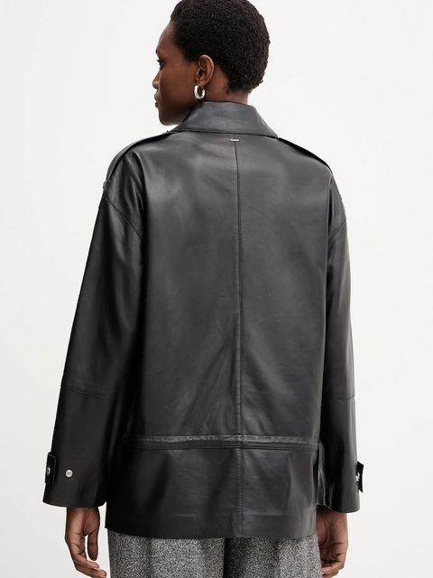 BOSS kurtka skórzana kolor czarny przejściowa 50544445 - zdjęcie produktu nr 2