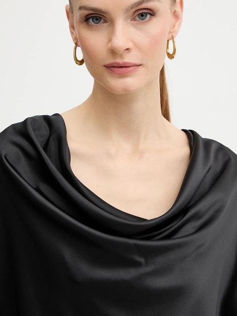 Pinko bluzka damska kolor czarny gładka 105961 A2YM