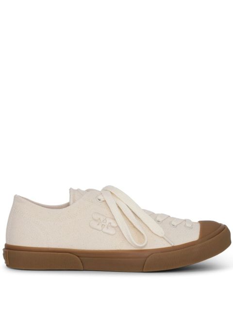 GANNI logo-embroidered organic cotton sneakers - Neutrals - zdjęcie produktu nr 1