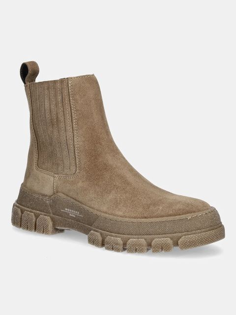 Weekend Max Mara sztyblety zamszowe Genepi damskie kolor beżowy na płaskim obcasie 2525796035600 - zdjęcie produktu nr 1