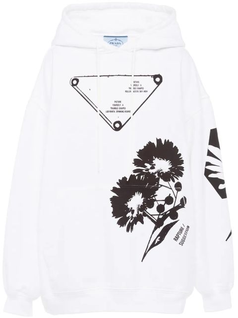 Prada graphic-print drawstring hoodie - White - zdjęcie produktu nr 1