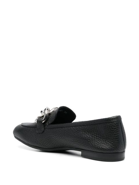 Casadei chunky chain-link leather loafers - Black