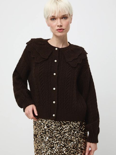 Medicine kardigan damski kolor brązowy - zdjęcie produktu nr 1