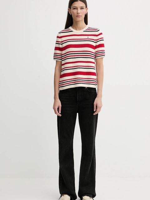 Tommy Hilfiger t-shirt bawełniany damski kolor czerwony WW0WW48793