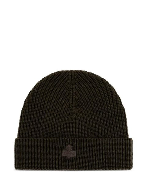 ISABEL MARANT ribbed logo beanie hat - Brown - zdjęcie produktu nr 1