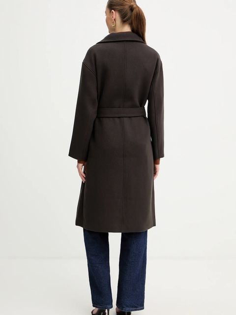 Morgan płaszcz z dodatkiem wełny kolor brązowy GSCARF