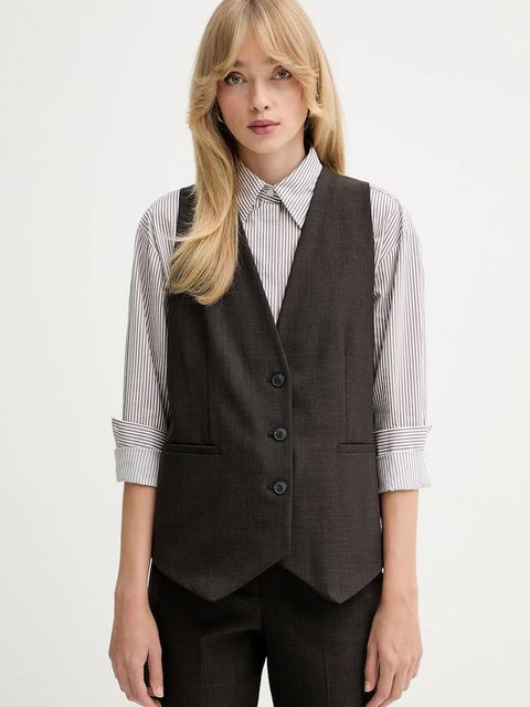 MAX&Co. kamizelka kolor brązowy jednorzędowa 2526156022200 - zdjęcie produktu nr 1