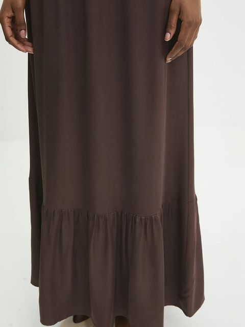 Answear.LAB spódnica kolor brązowy maxi rozkloszowana