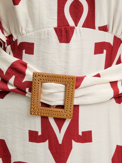 Answear.LAB sukienka kolor czerwony maxi rozkloszowana