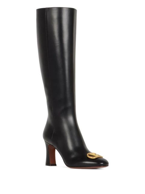 Valentino Garavani 90mm V-logo Signature leather boots - Black