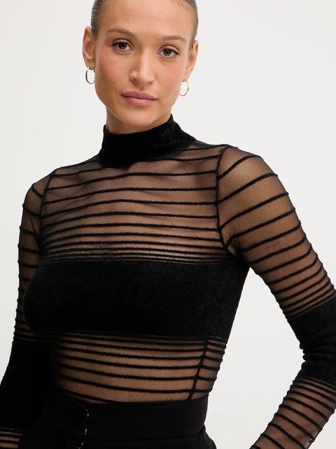 Retrofete bluzka Katrine damska kolor czarny wzorzysta R-FW25-12072-12