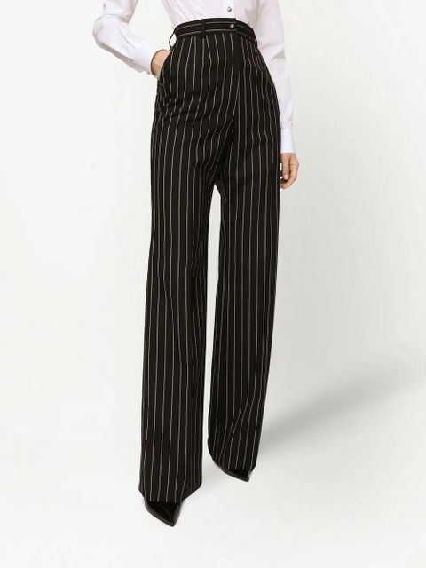Dolce & Gabbana pinstriped wide-leg trousers - Black