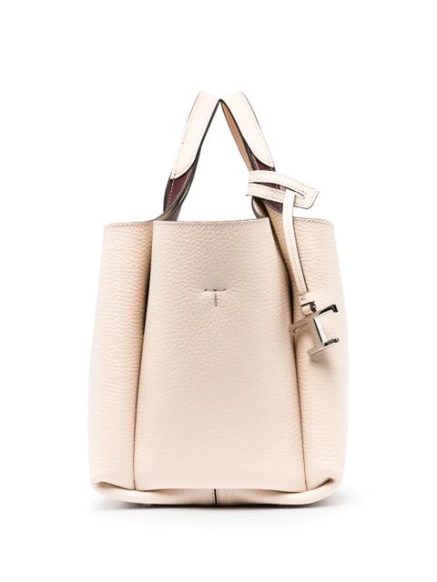 Tod's logo-plaque leather tote bag - Neutrals