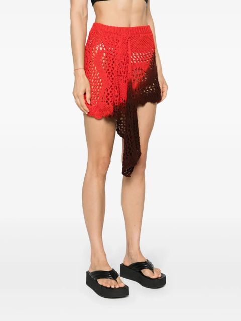 The Attico ombré open-knit miniskirt - Red
