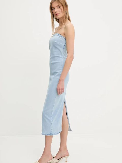 Answear.LAB sukienka jeansowa kolor niebieski midi prosta - zdjęcie produktu nr 2