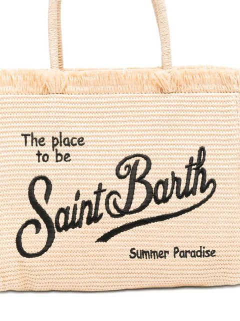MC2 Saint Barth Vanity fringed embroidered beach bag - Neutrals