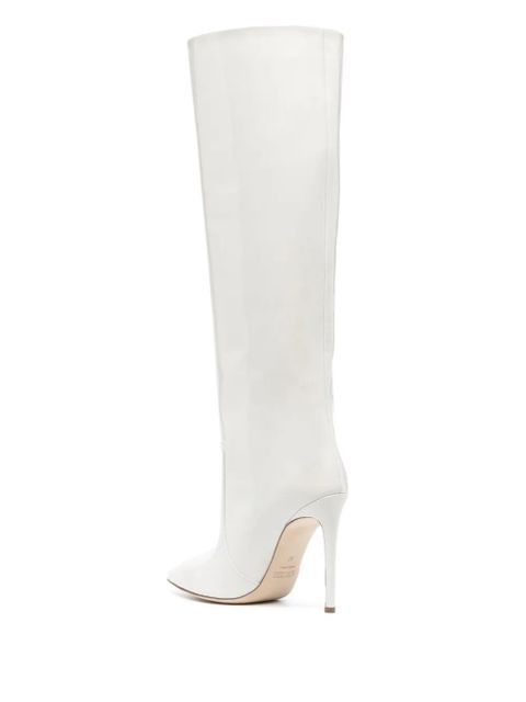 Paris Texas 110mm stiletto leather boots - White