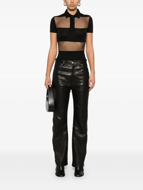 Coperni striped sheer polo top - Black