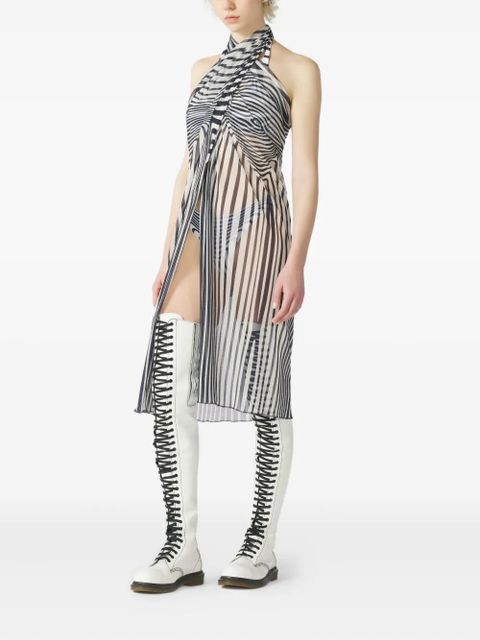 Jean Paul Gaultier Le Paréo striped morphing body skirt - White