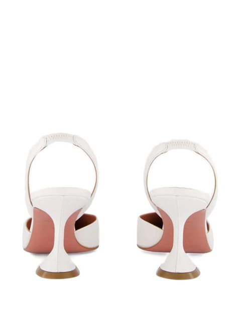 Amina Muaddi slingback-strap leather heeled pumps - White