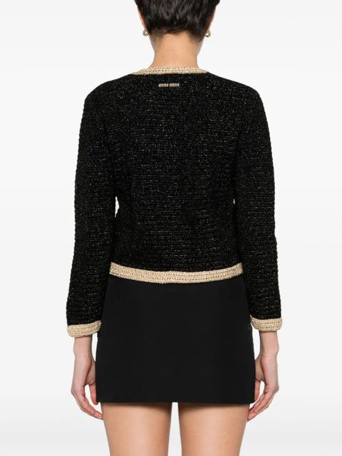 Miu Miu lamé crochet cardigan - Black