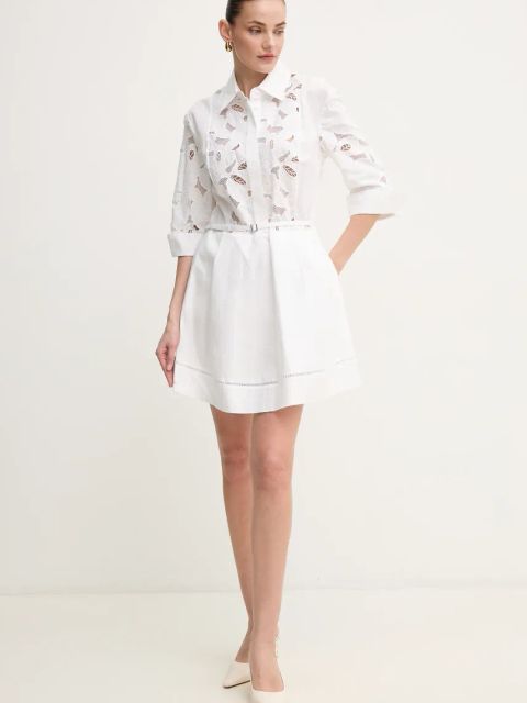 BOSS sukienka kolor biały mini rozkloszowana 50535196