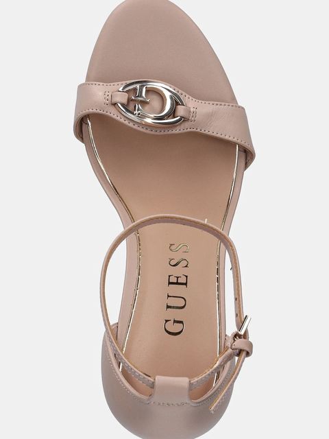 Guess sandały skórzane KABRINA kolor brązowy FLTKAB LEA03