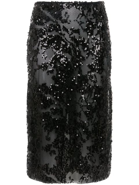 Victoria Beckham sequin-embellished pencil midi skirt - Black - zdjęcie produktu nr 1