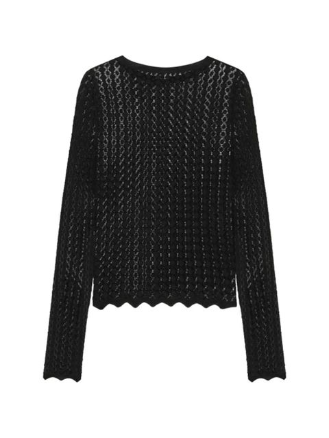 Saint Laurent openwork long-sleeve top - Black - zdjęcie produktu nr 2
