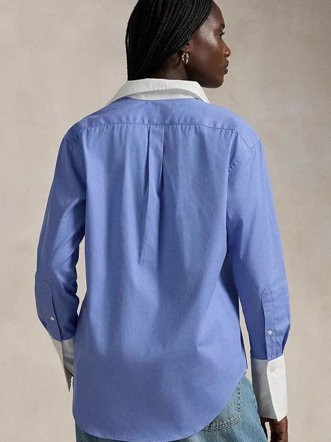 Polo Ralph Lauren koszula bawełniana damska kolor niebieski relaxed z kołnierzykiem klasycznym 211891426 - zdjęcie produktu nr 2