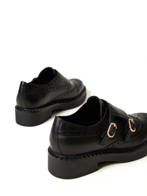 TWINSET double-strap leather oxford shoes - Black