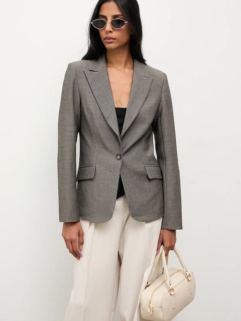 Answear.LAB marynarka kolor szary jednorzędowa gładka