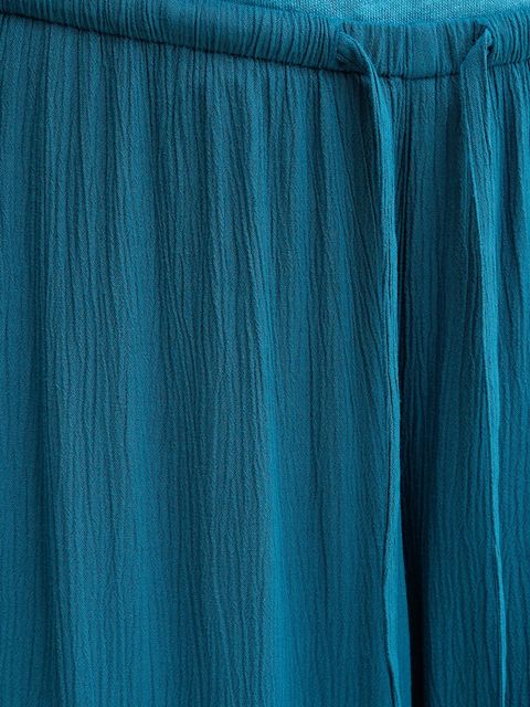 United Colors of Benetton spodnie damskie kolor turkusowy szerokie high waist 4VW95F00C