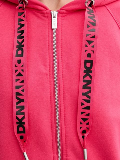 Dkny bluza damska kolor różowy z kapturem gładka DP5J9510