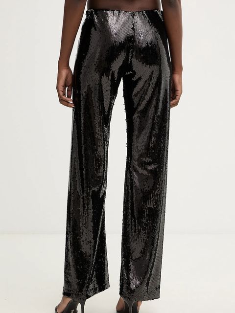 Haveone spodnie damskie kolor czarny szerokie high waist PGE-P259