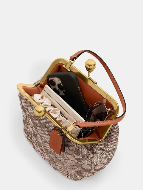 Coach torebka Kisslock Frame Bag kolor beżowy CCC53