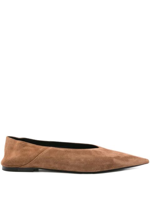 Saint Laurent pointed-toe suede ballet flats - Brown - zdjęcie produktu nr 1