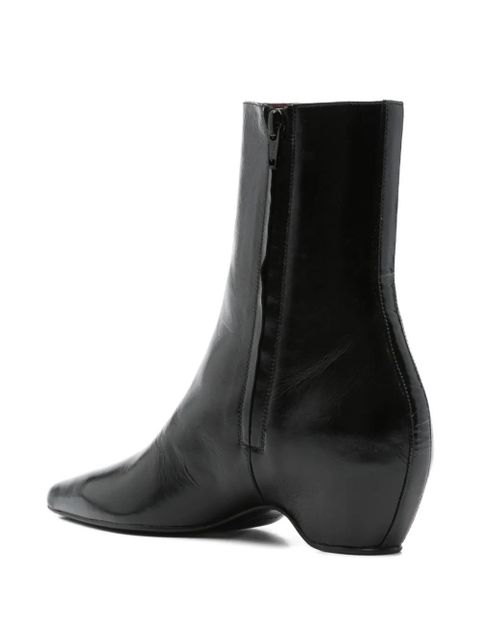 KHAITE Arizona pointed-toe calf leather ankle boots - Black