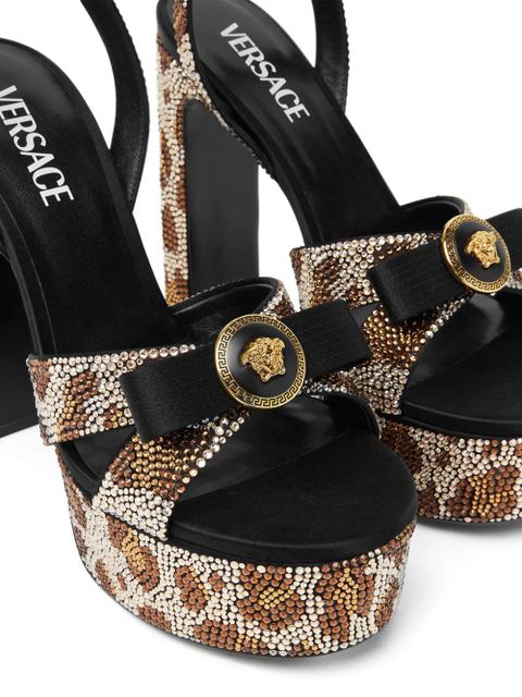 Versace 140mm crystal-leopard sandals - Brown