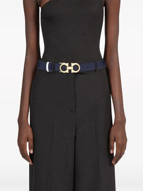 Ferragamo Gancini-plaque reversible leather belt - Blue