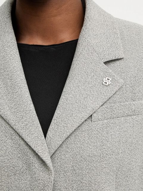 BOSS marynarka z dodatkiem wełny Jakara kolor szary jednorzędowa gładka 50554946