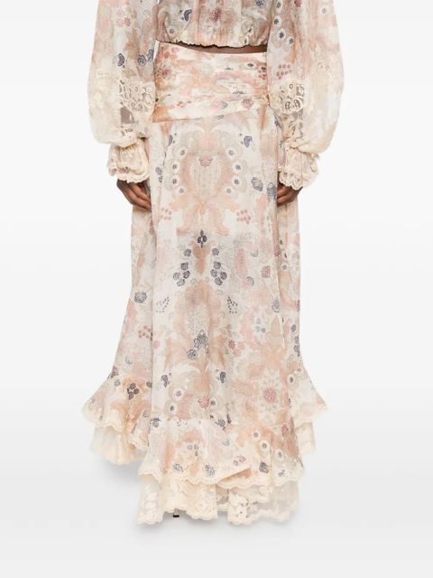 ZIMMERMANN Rebellion ruffled midi skirt - Neutrals