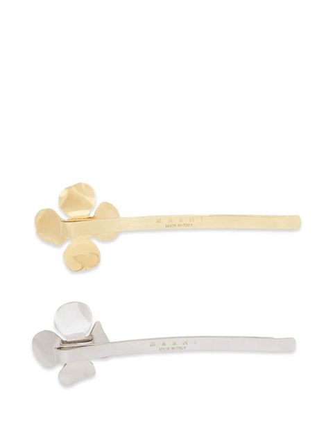 Marni flower hair clip (set of two) - Silver